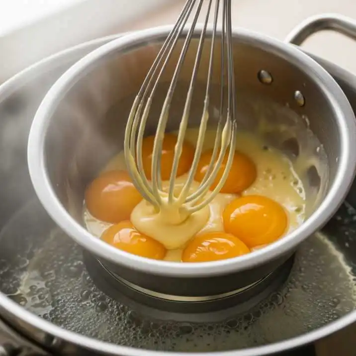 Eigelb über Wasserbad erhitzen