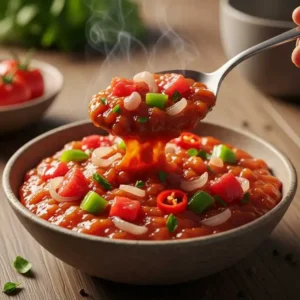 Homemade chakalaka soße in a rustic