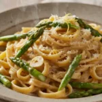 Grüner Spargel Pasta mit Sahne