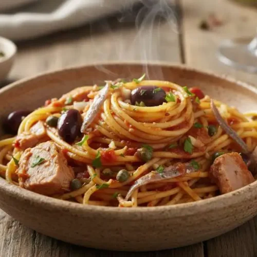Pasta mit Thunfisch alla Puttanesca