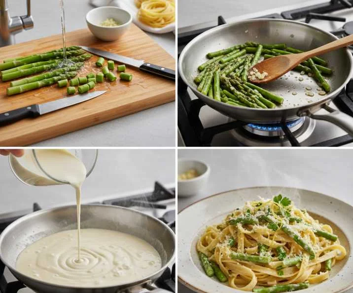 Ingredients Grüner Spargel Pasta mit Sahne