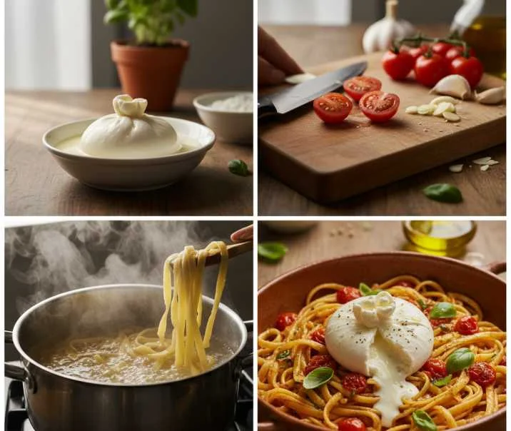 Ingredients process Pasta mit Burrata