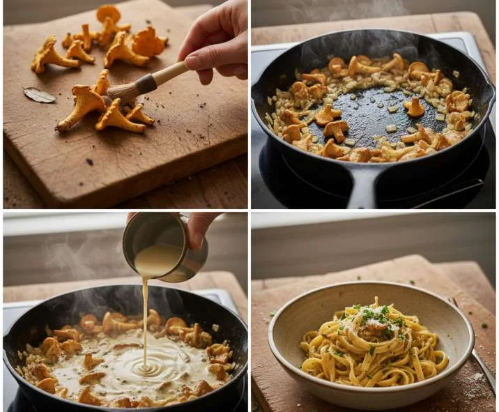 Ingredients process Pasta mit Pfifferlingen