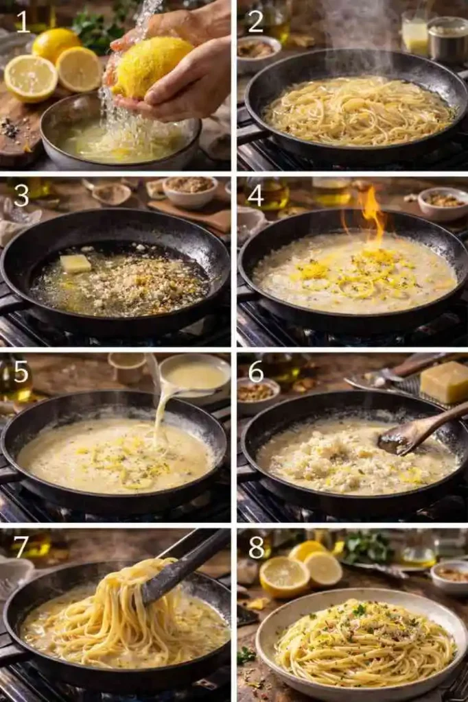 Ingredients process pasta al Limone