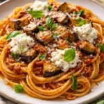 Spaghetti-alla-Norma-con-ricotta-y-albahaca