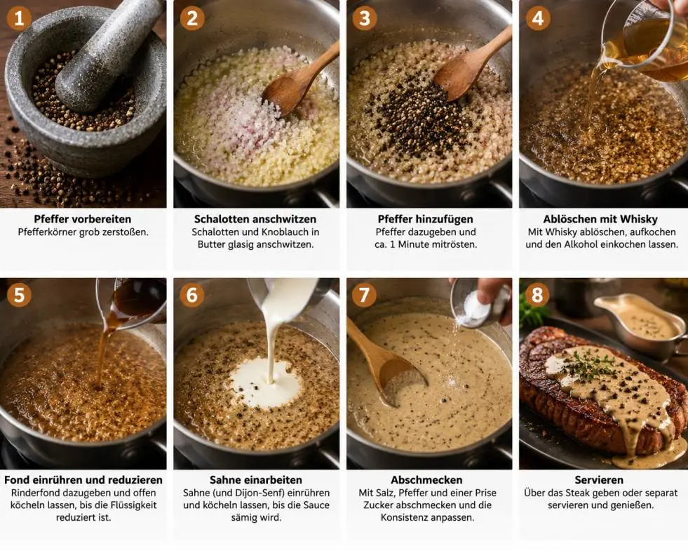 Whisky-Pfeffer-Sauce selber machen: Das ultimative Rezept für Steak-Liebhaber whisky pfeffer sauce ingredients