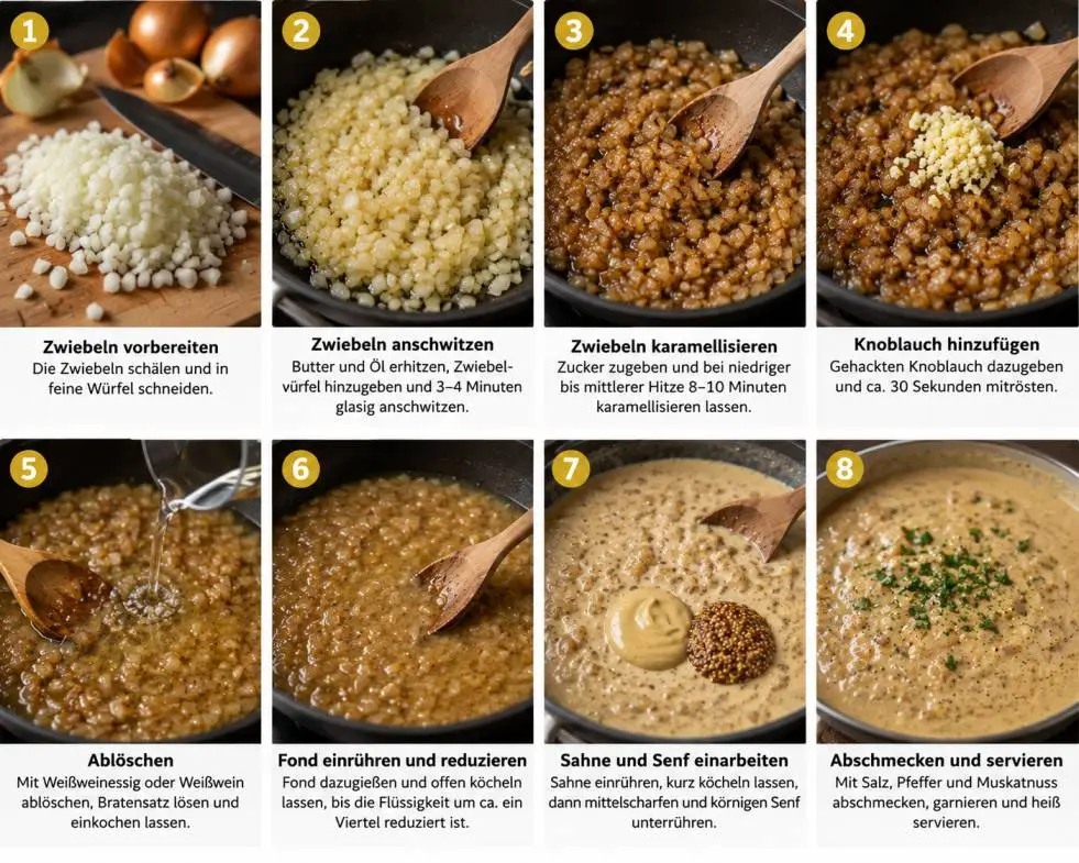 Zwiebel-Senf-Sauce selber machen: Das ultimative Rezept für Fleisch, Wurst und mehr zwiebel senf sauce ingredients