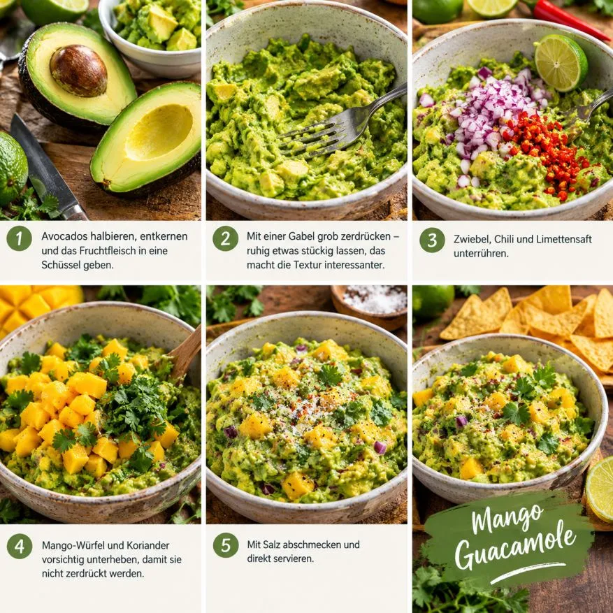 Rezept für Mango-Guacamole: Die fruchtige und cremige Variante, die deine Grillparty rettet mango guacamole steps