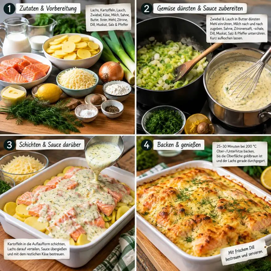 Lachs-Sahne-Gratin ohne Tüte: Besser als das Fix-Produkt ingredients lachs gratin