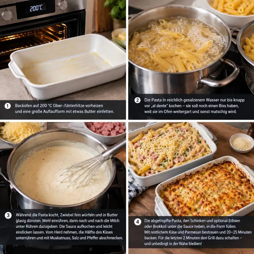 Nudel-Schinken-Gratin: Die ultimative Familien-Version process gratin schinken