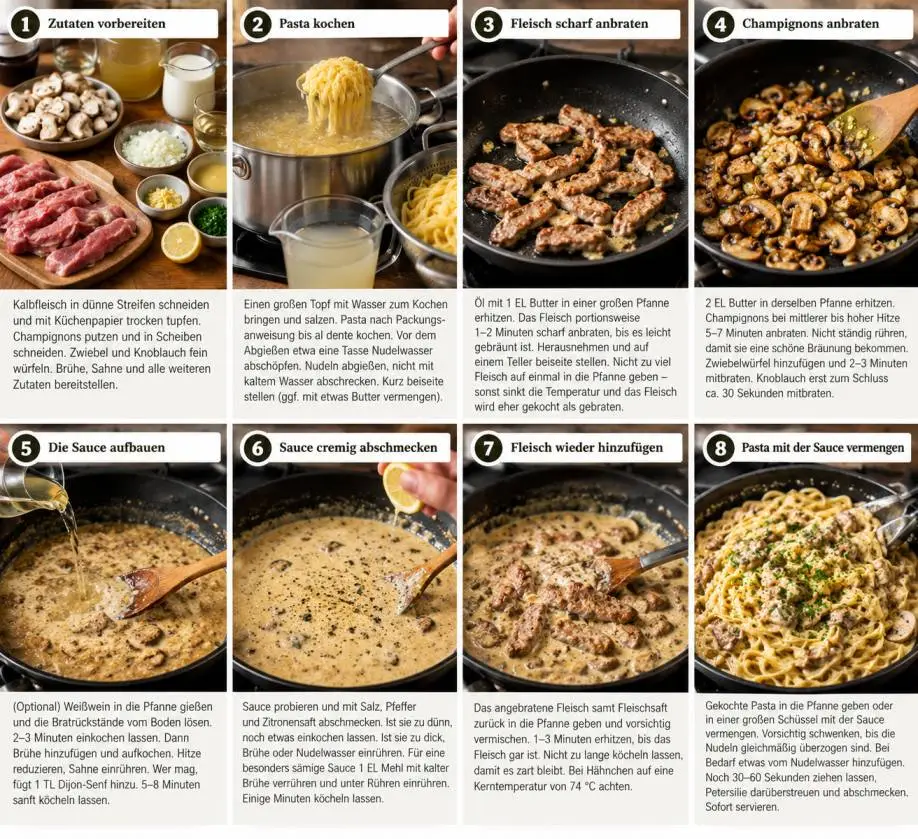 Zürcher Geschnetzeltes mit Pasta: Der Schweizer Klassiker ohne Tüte process pasta